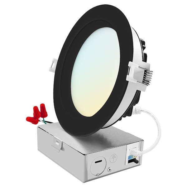 Luxrite 5 Inch LED Recessed Downlight 5CCT 2700K-5000K 18W 1600LM Dimmable Wet Rated IC Rated Black LR22634 LR22654-1PK - main